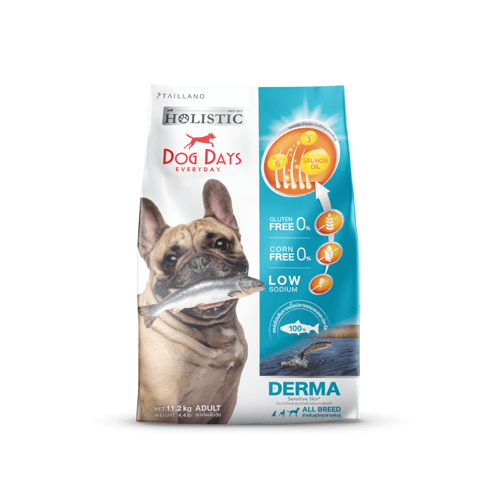 อาหารเม็ดสำหรับสุนัข DOG DAYS เกรดโฮลิสติก รสปลา สูตร DERMA (11.2 KG)